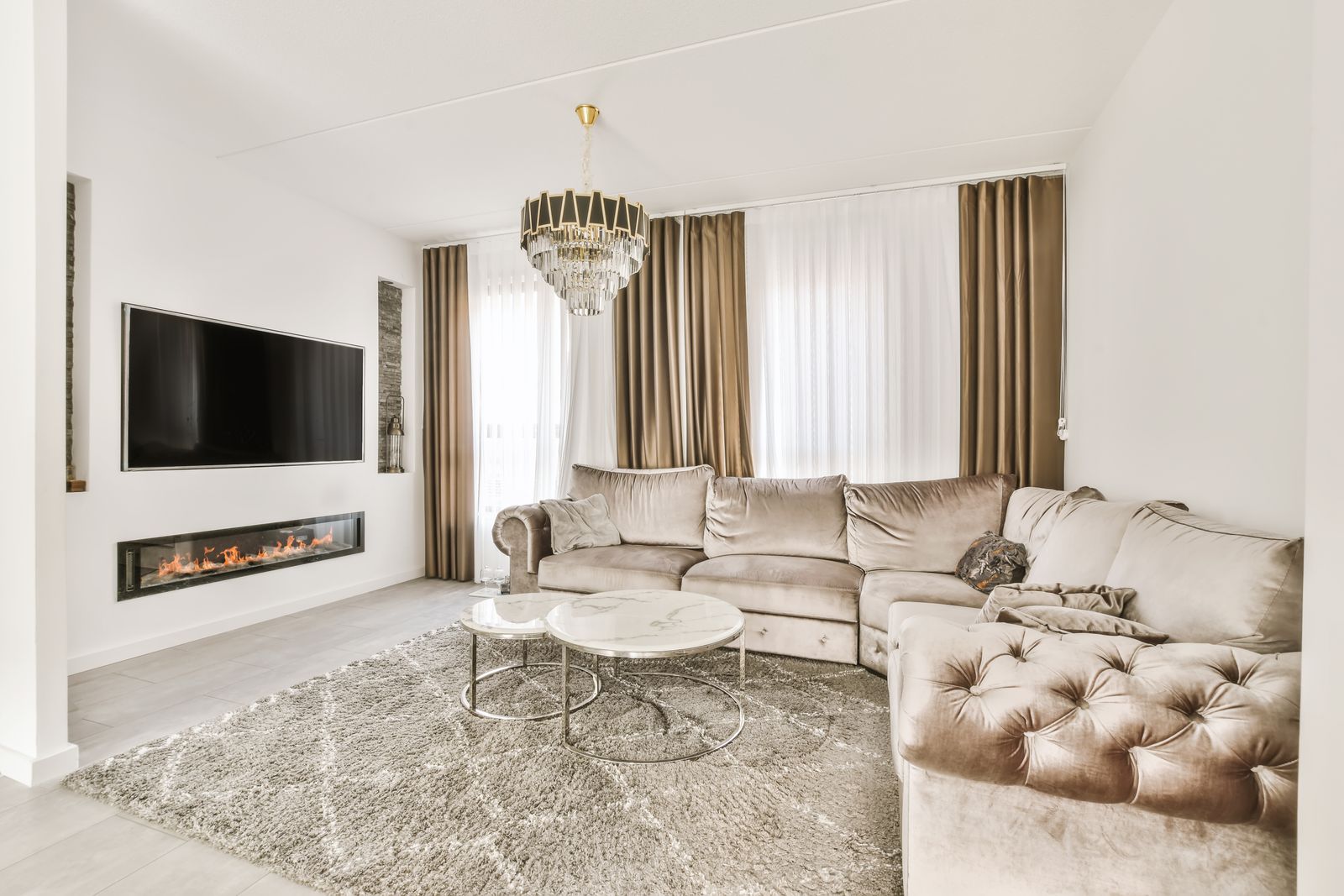 Combining Tile Flooring with a Cozy Fireplace - Exquisite Tile \u0026 Design, image size:1600x1067